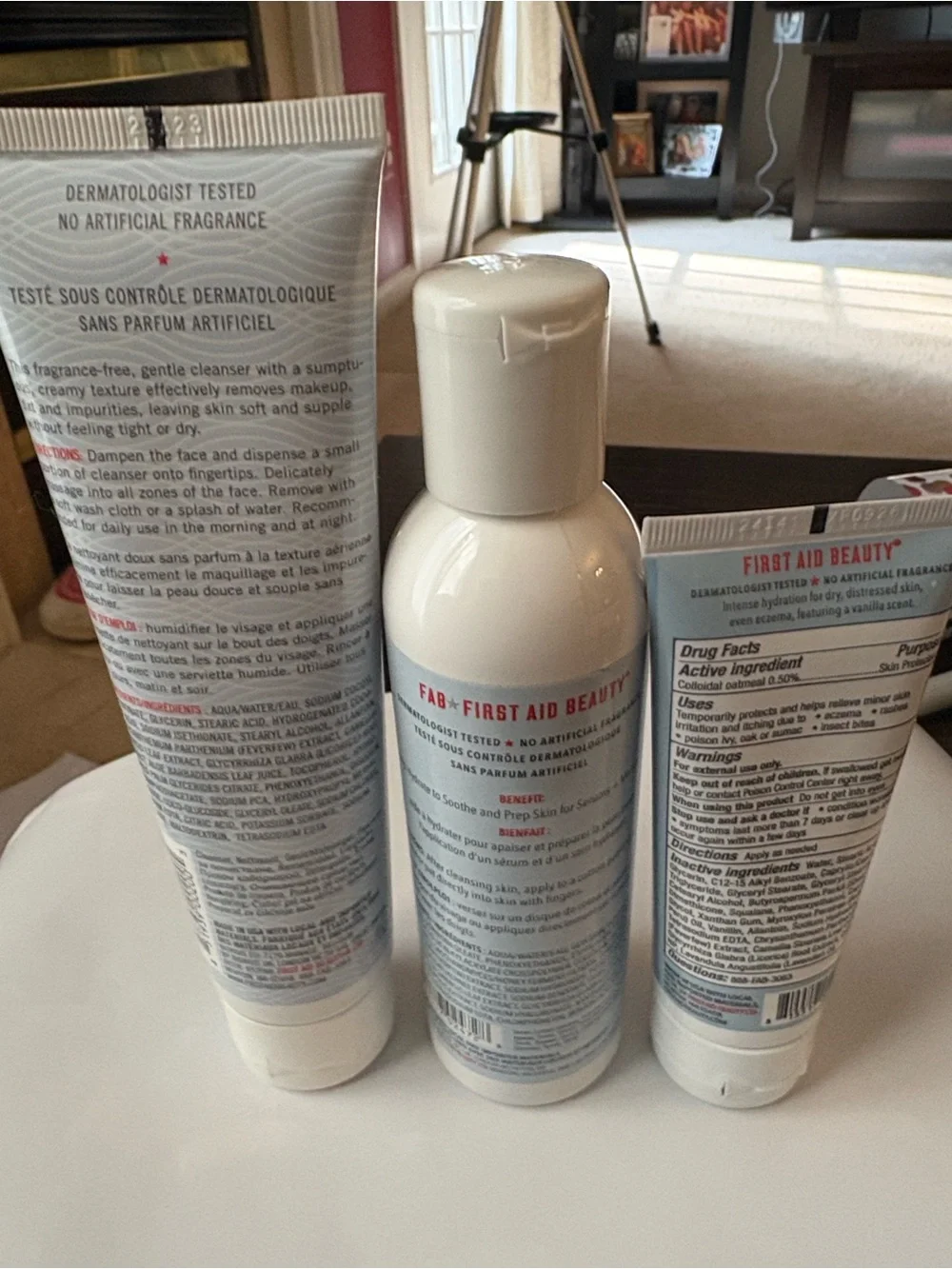 First Aid Beauty Hydrating Toner & face cleanser & ultra repair crème